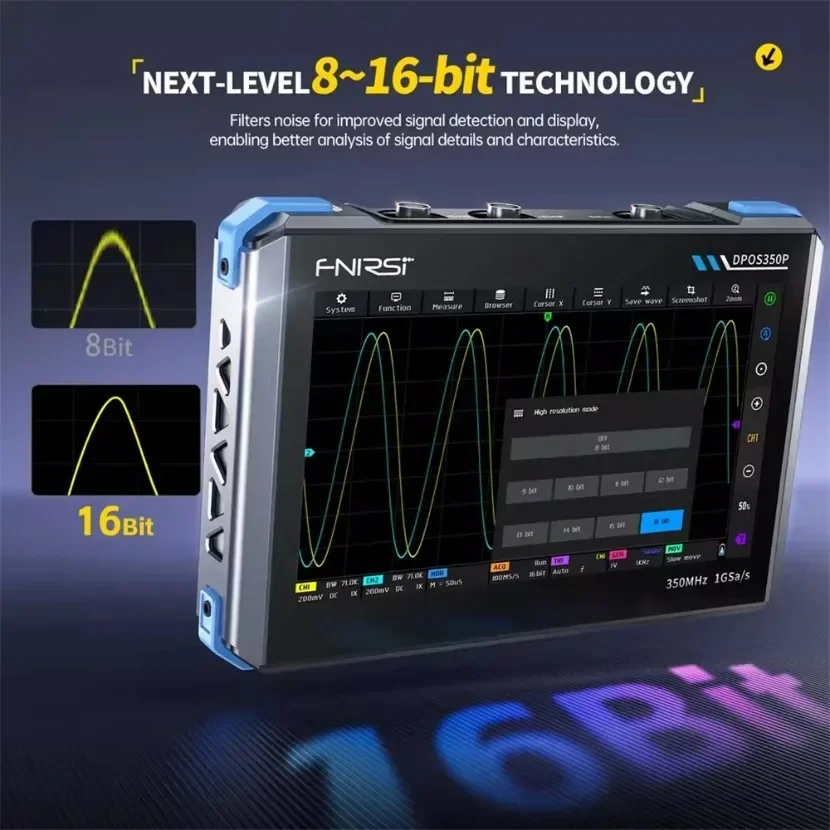 FNIRSI DPOS350P 4in1 Tablet Oscilloscope 2 Channel 350MHz Signal Generator 50MHz Spectrum Analyzer Frequency Response Analyzer#