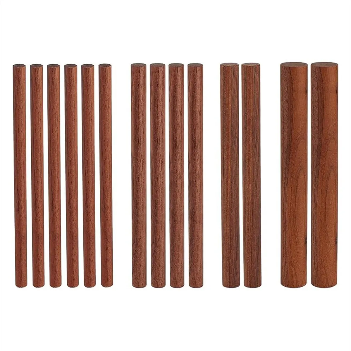 【2026 TOP Global】▼△◑14 Pcs 4 Size Walnut Dowel Rods 6 Inch Length Dowel Rods Wood Sticks Unfinished Round Sticks Waxed Wooden St
