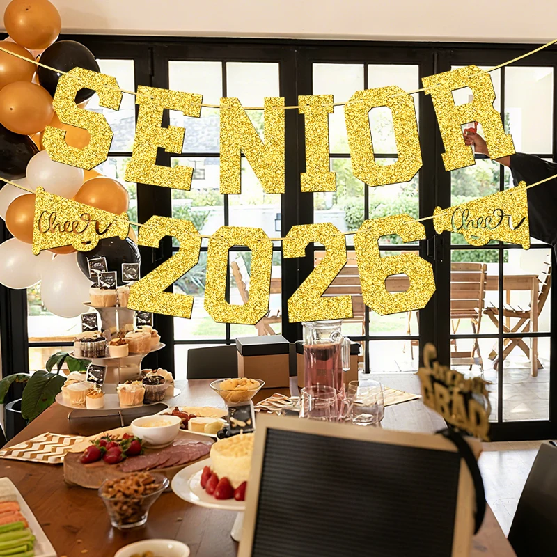 YOMDID Banner für Abschlussfeiern, Cheerleader, Senioren 2026, Abschlussbanner, 2086, Senioren-Nachtdekorationen, Partyzubehör für Senioren
