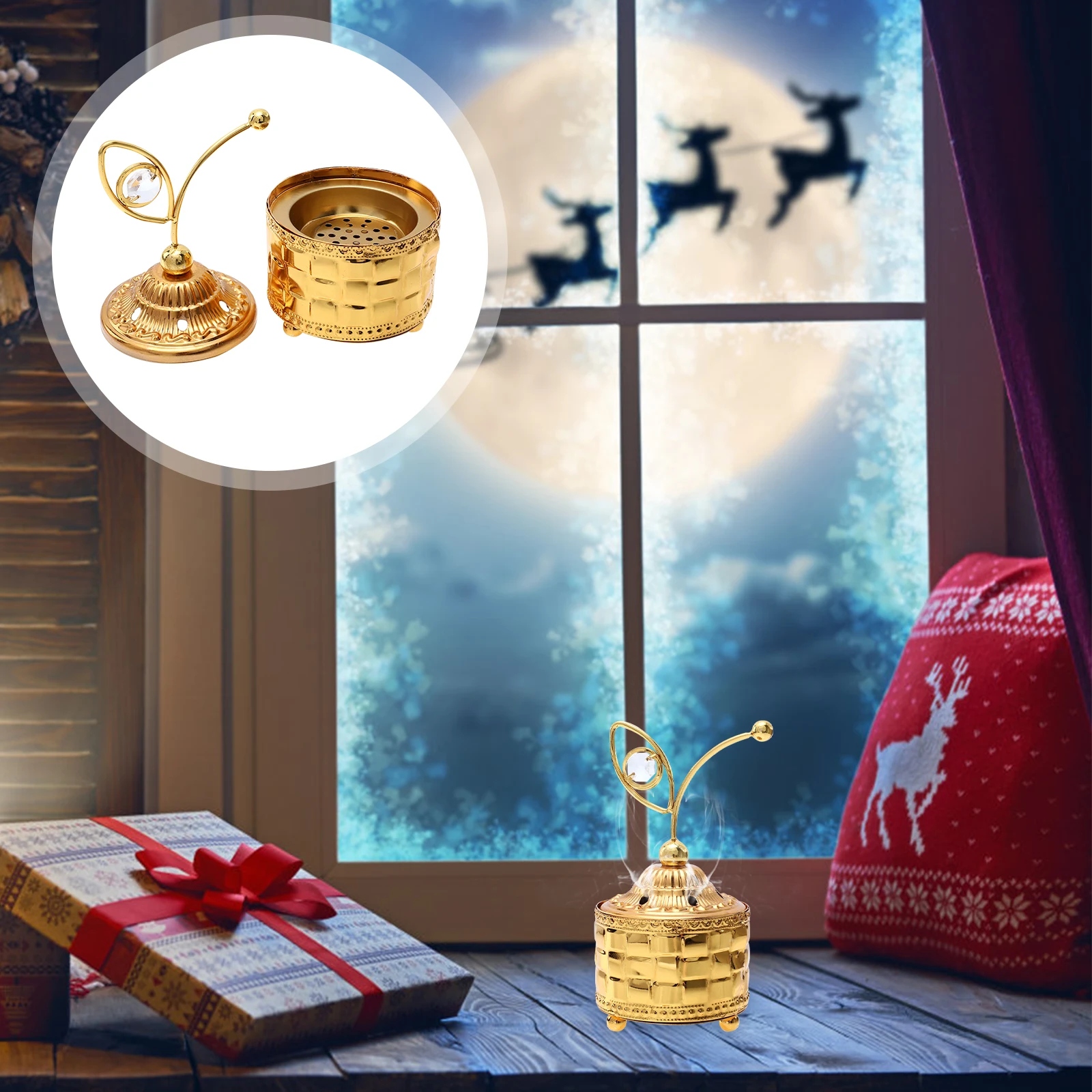 

Metal Incense Burner Compact Size Fine Polished Smooth Surface Easy Elegant Design Air Purifying Meditation Relax