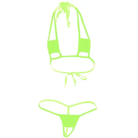 Seksowna Bielizna Dwuczęściowa Bikini z Dekoltem typu Halter, Mini Bikini, Otwarty Mikro Biustonosz, Majtki Figi dla Kobiet