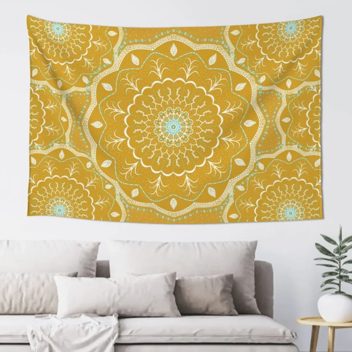 

Yellow Mandala Design Tapestry Cute Decor Decoration Aesthetic Bedroom Decor Wall Decorations Tapestry