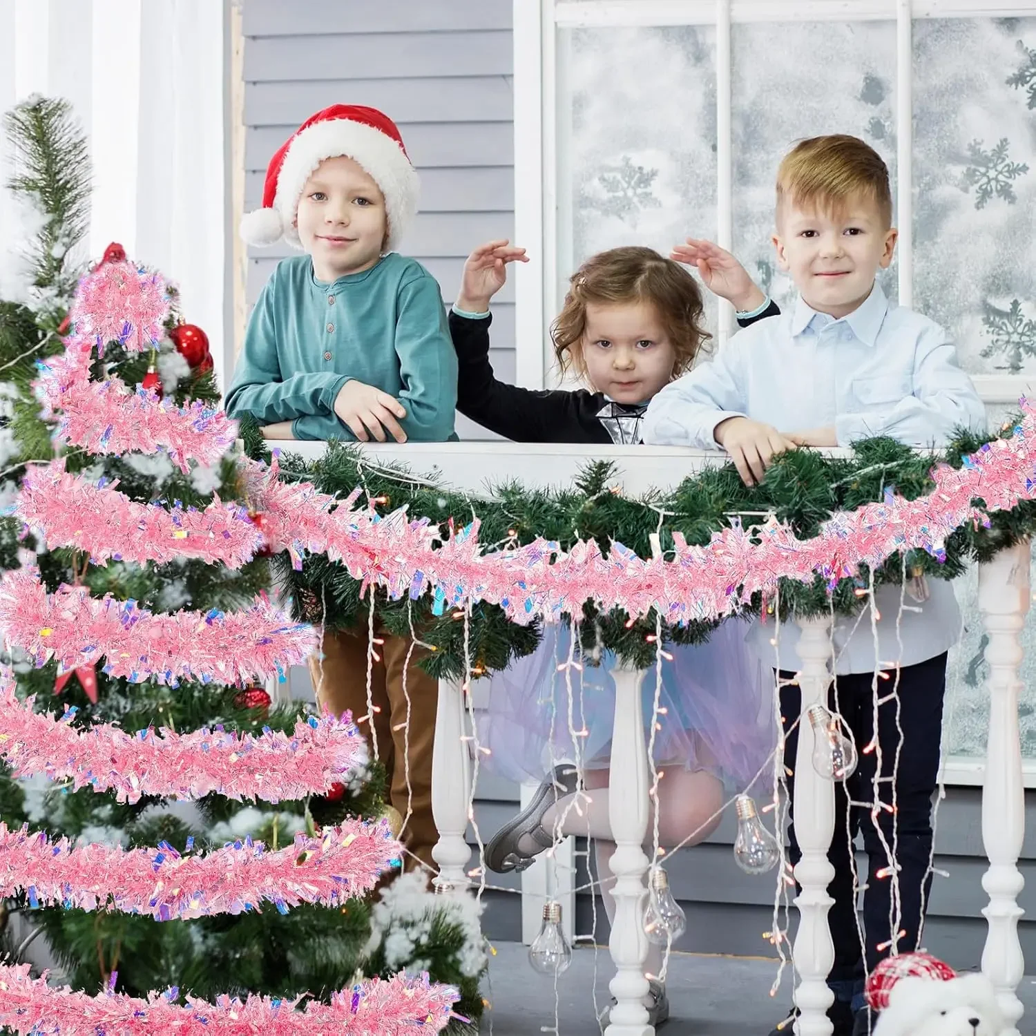 5 متر/16FT عيد الميلاد بهرج جارلاند شجرة عيد الميلاد جارلاند زينة معدنية بهرج بريق جارلاند للداخلية في الهواء الطلق عطلة الطرف #2