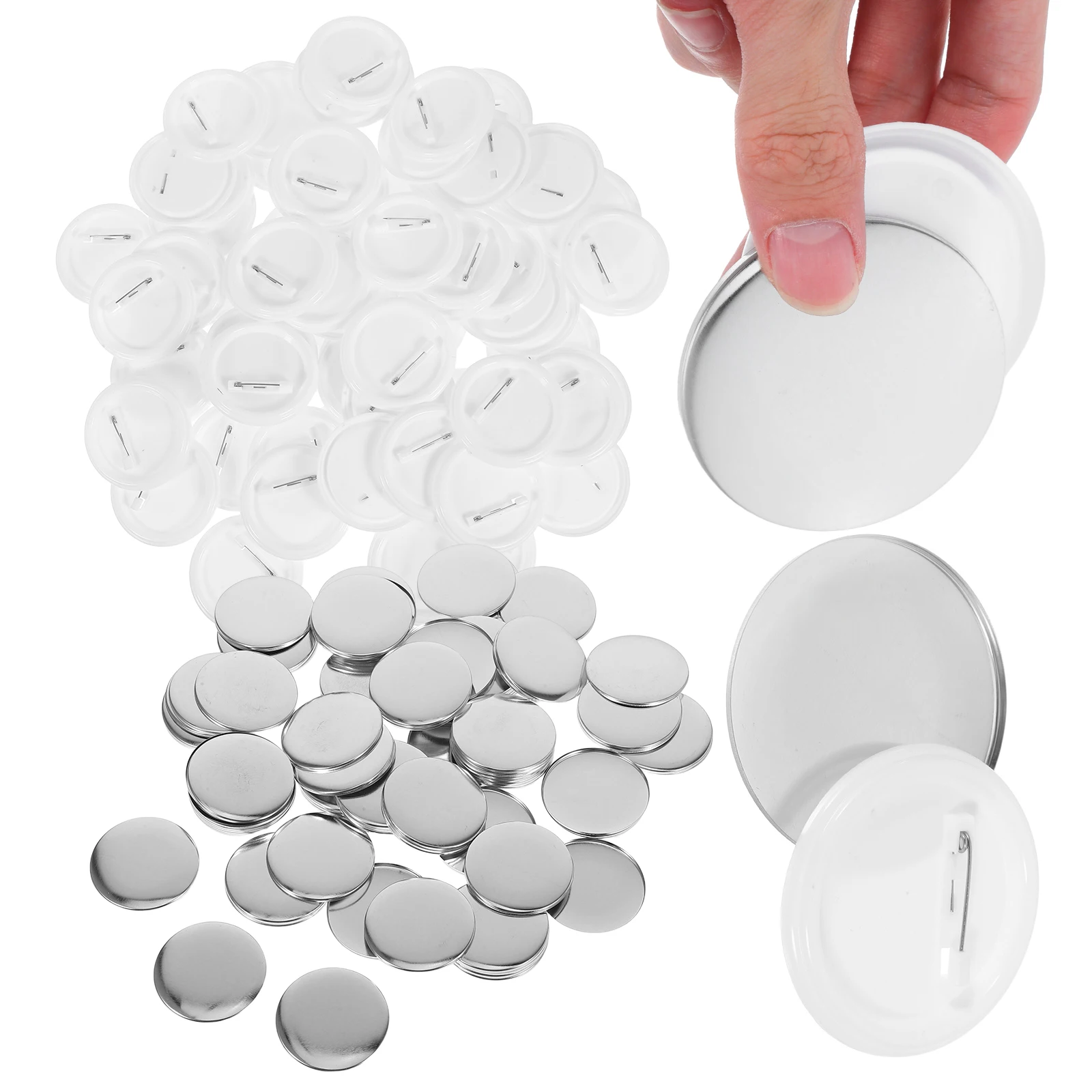 

200 Sets Tinplate Supplies Durable Metal Backs Blank Round Buttons Diy Pins Production Needs Secure Spring Design Badges Badge
