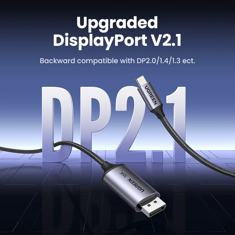 USB C to 16K Displayport 2.1 for MacBook Pro/Air 6K@30Hz 8K@60Hz Thunderbolt 3/4 40Gbps Type C to 16K DP 2.1 Video Cable