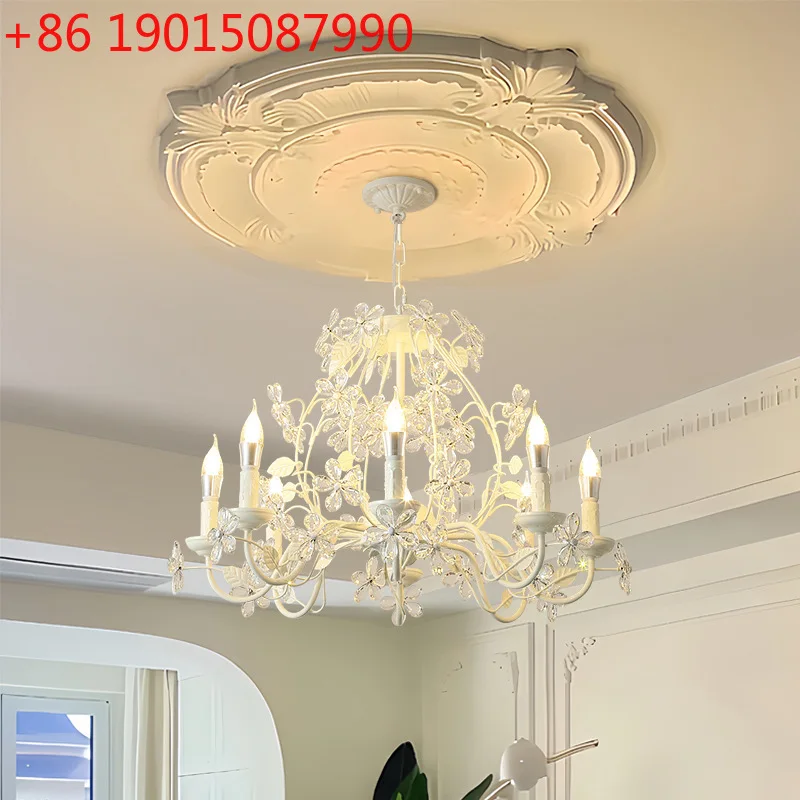 

Французская люстра для комнаты, индивидуальное искусство, лепесток, кристалл, кремовый стиль, спальня, столовая, винтажный теплый светильник для гардероба