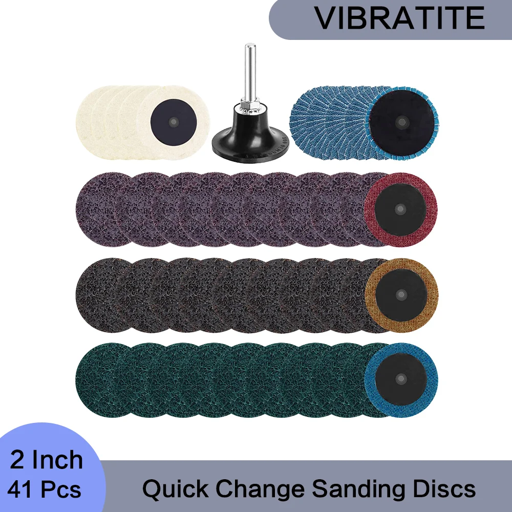 

Quick Change Sanding Discs 2 Inch 41 Pcs with 1/4" Holder for Finishing on Smaller Parts and Ideal for Polishing Workpieces