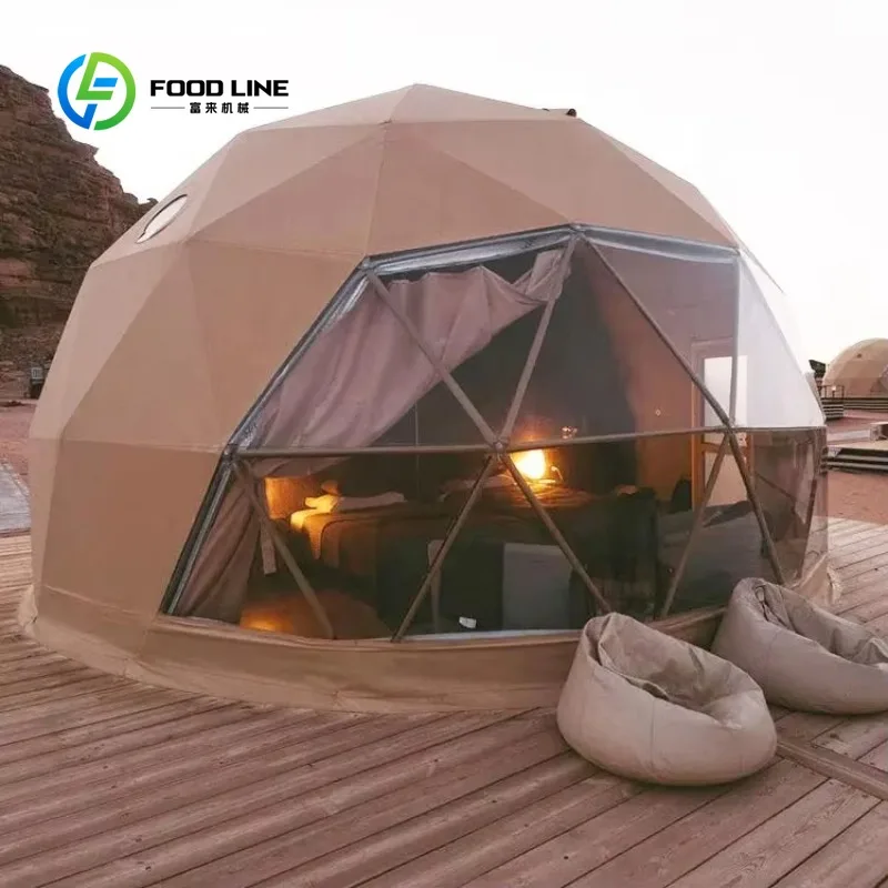 Multi-material Glass PVC Geodesic Dome Tent Custom Steel Frame Glamping House for Outdoor Hotel Glamping Business