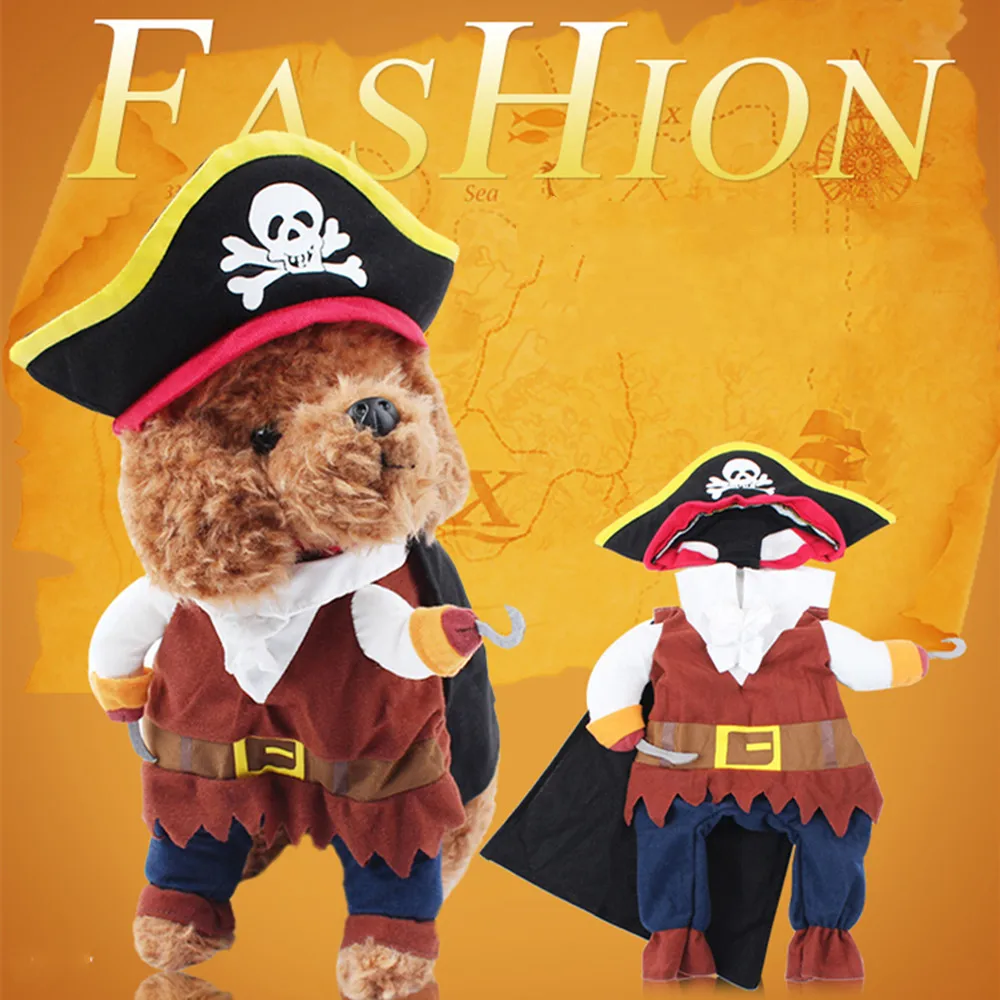 4 Sizes Funny Cat Clothes with Hat Pirate Suit Cosplay Clothes For Small Dog Cat Kitten Puppy Dressing Up Party Pet Costume Suit