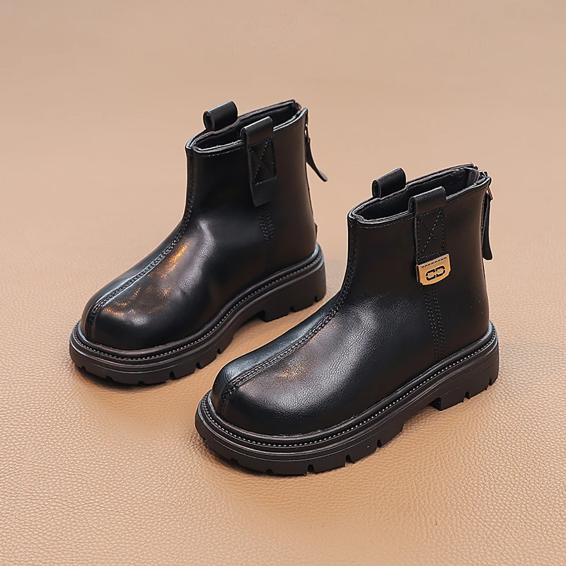 

Children's Warm Girls' Fashion Short Boots 2025 Autumn/Winter New British Style Soft Anti slip Ankle Leather Shoes