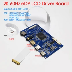 60hz 1366x768 2560x1600 2K 30/40PIN HDMI Type-C To EDP Driver Board EDP Signal Screen Controller Board Portable LED LCD Display