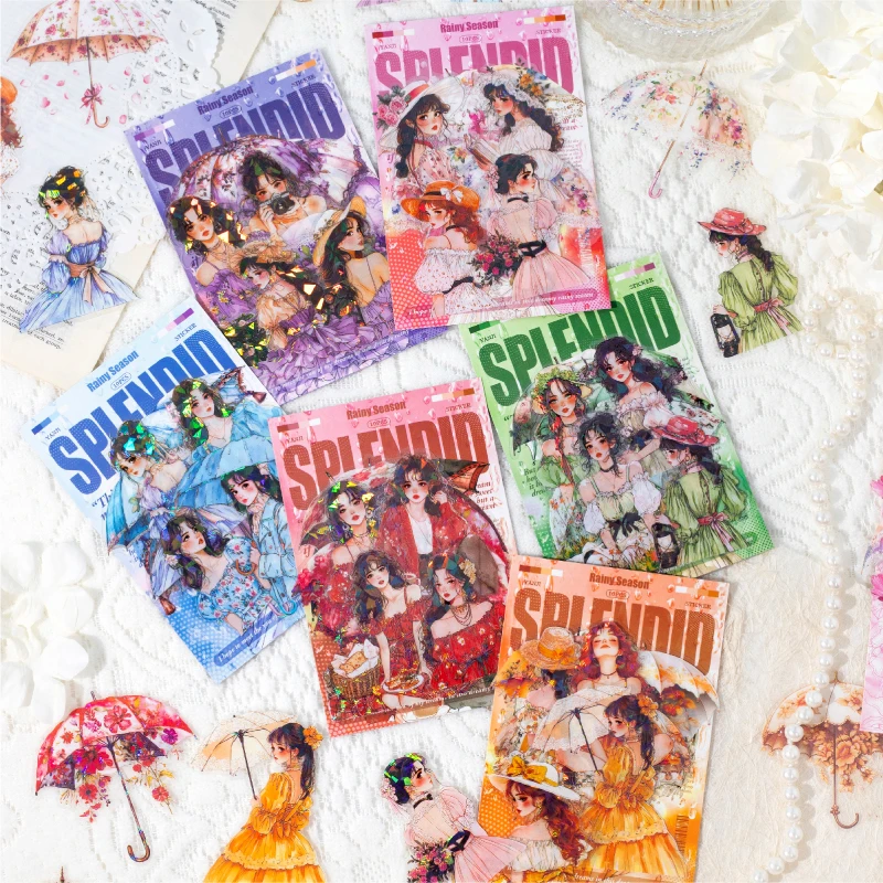 

12 упаковок/лот Bao Qi думает о дождливом сезонной серии, милые ретро декоративные наклейки для домашних животных