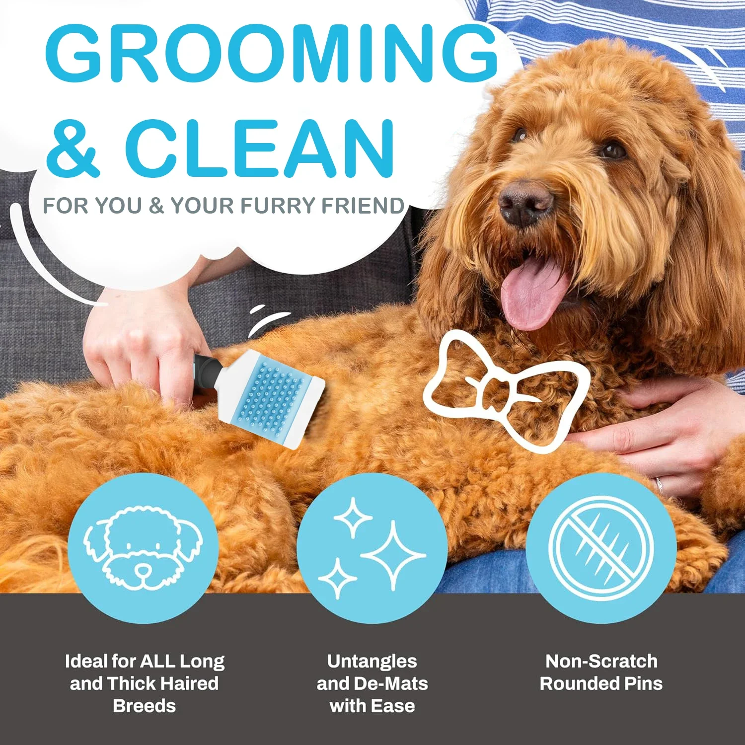 Doodle Brush for Dogs - Dematting Brush for Goldendoodles, Dog Brushes for Grooming Massaging & Dredging, Slicker Brush for Dogs