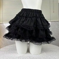 Summer Elegant Balletcore Lace Tiered Cake Skirt Women Casual High Waist Fluffy Mini Skirt Sweet Y2k Fashion Princess Skirt New