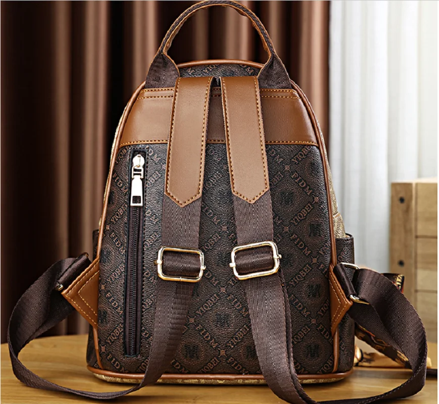 New Luxury Women Fashion Printing High Quality Leather Travel Backpack Large Capacity Trend Shoulder Bags Notebook School Bag