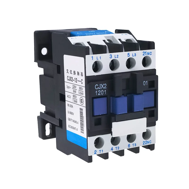 1 PCS CJX2-1210 CJX2-0910 Contactor Coil Voltage 220V 24VAC 1 Phase 380VAC 3 Phase NO NC 9A Din Rail 3P 12A