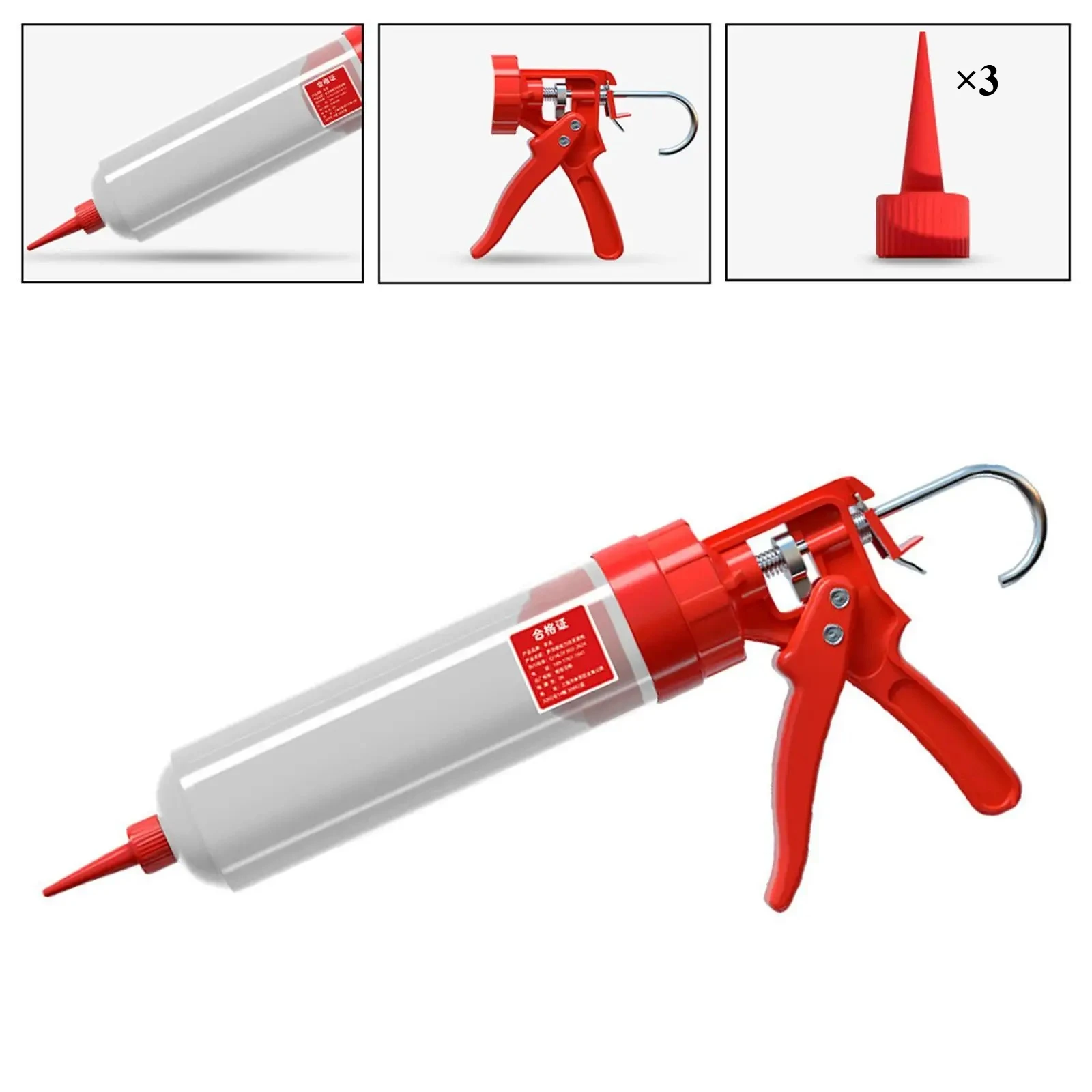 Sausage Caulking Tool 650ml High Thrust Practical Professional Manual Hand Gluing Tool for Silicone Polyurethane Glue Doors