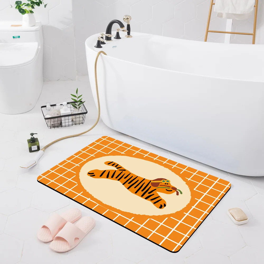 Cartoon Animal Fruit Flower Board Mat Flange Carpet Soft Home Living Room Bedroom Bathroom Non Slip Foot Mat Door Mat