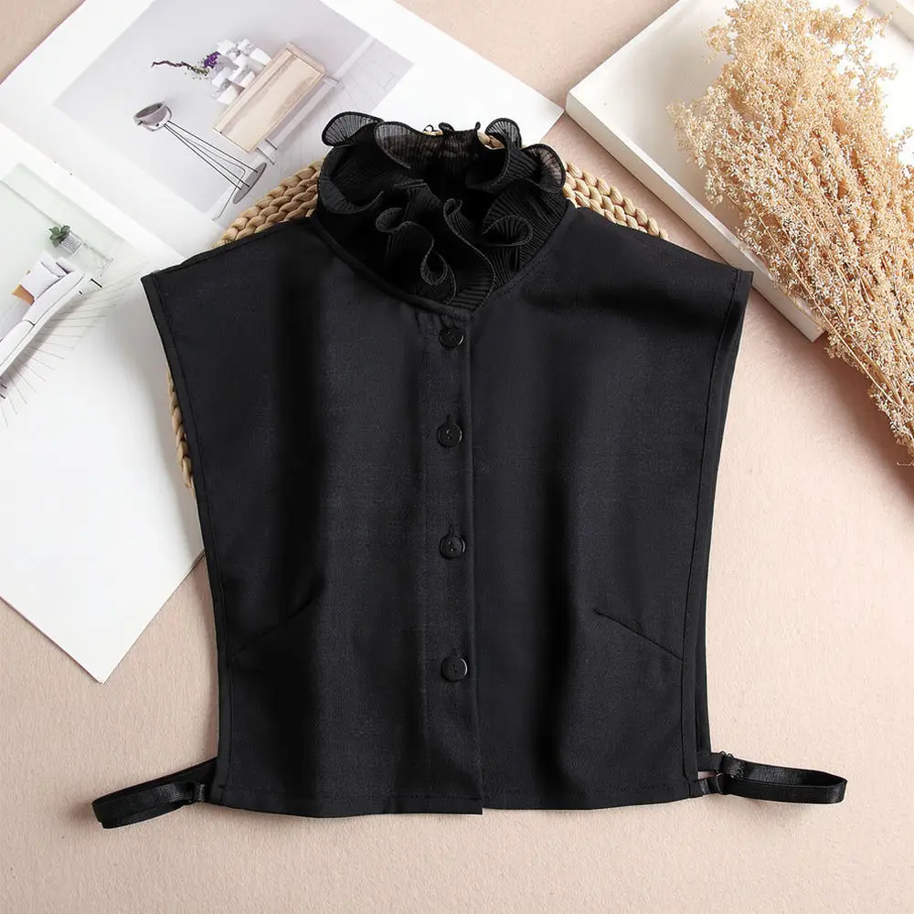 Elegant Chiffon Detachable Collar Ruffle Stand Neck Fake Collar Womens Fashion Accessory For Sweater Dress Top