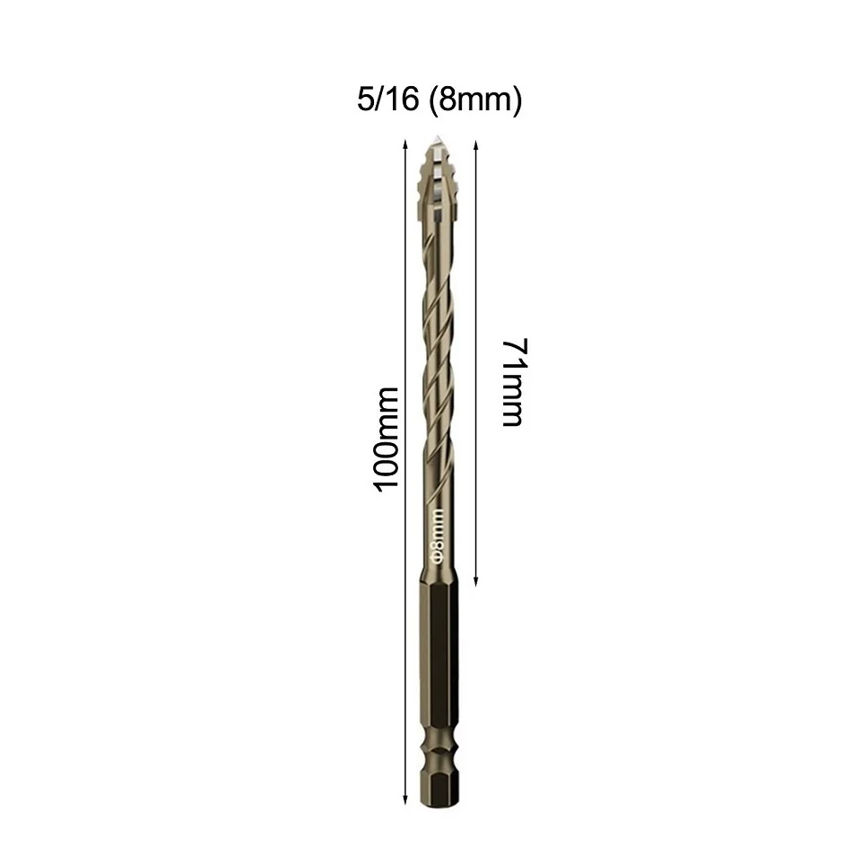 Glass Tile Punching Drill Bit FourFlute Eccentric with Triangular Spiral Design for Precision Drilling on Tile and Hard Surfaces