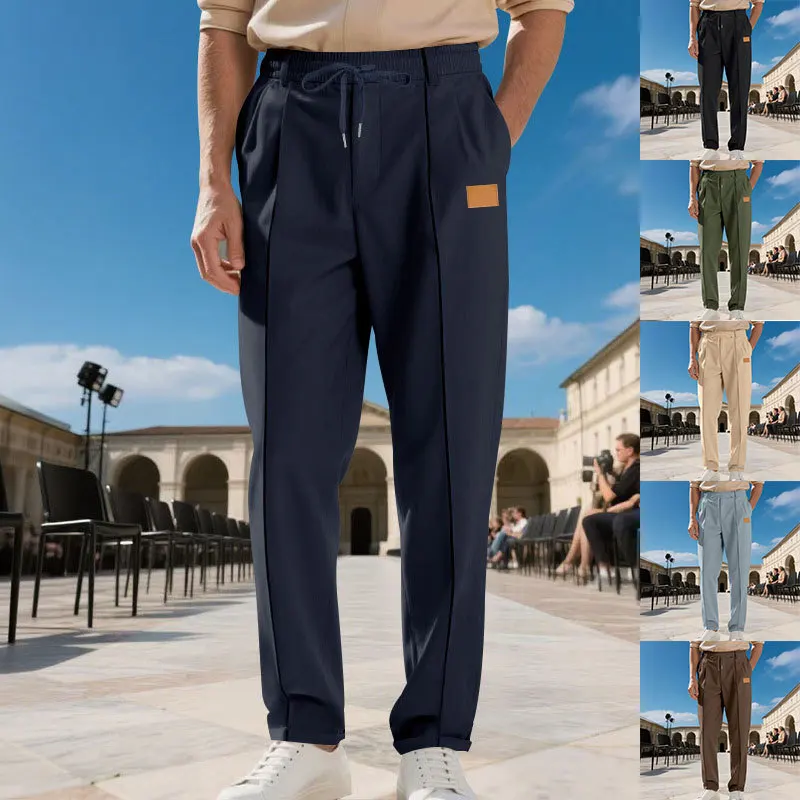 

Тонкие мужские брюки в европейском и американском стиле на четыре сезона, деловые повседневные новые мужские узкие прямые брюки на шнуровке