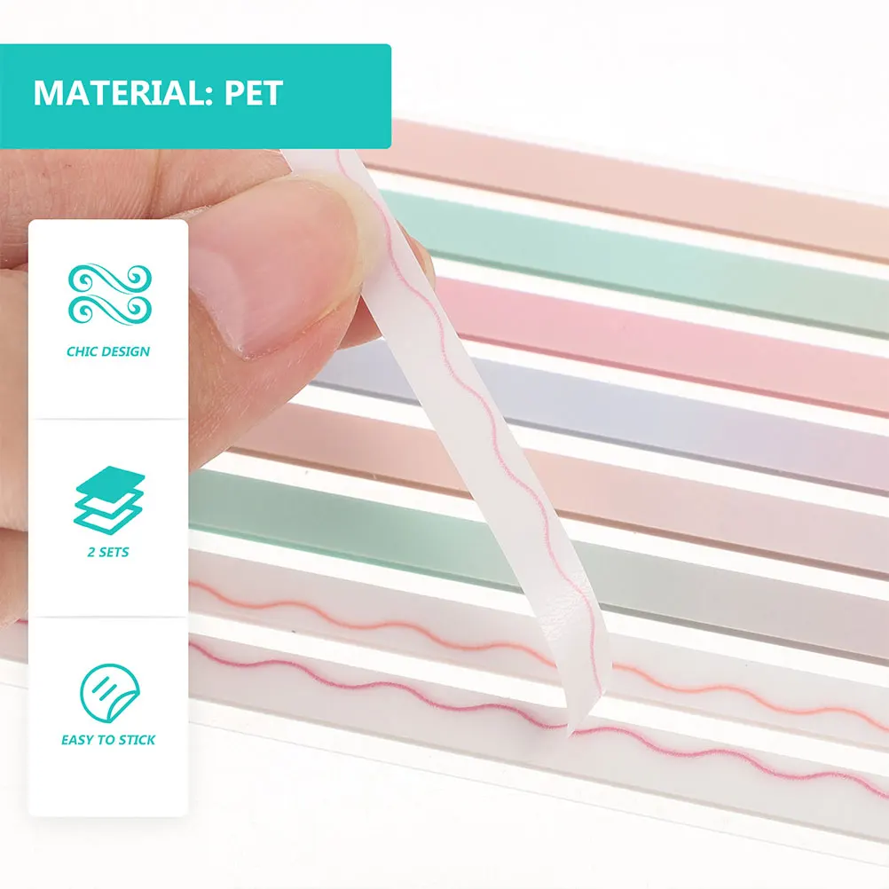 2 세트 롱 바 스티키 스트립 재사용 가능한 인덱스 탭 노트북 책 잡지 페이지 마커 독서 정리 도구 사무용품