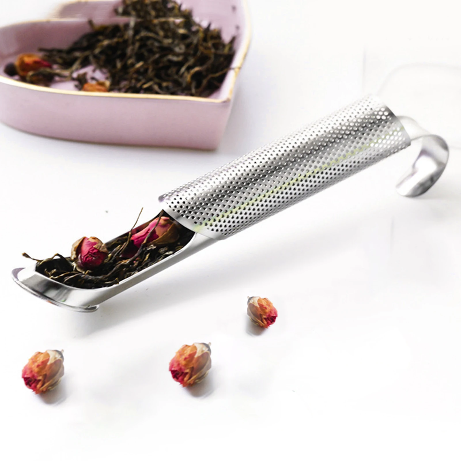 Stainless Steel Tea Strainer Convenient Stick Pipe Long-Handle Tea Diffuser Tea