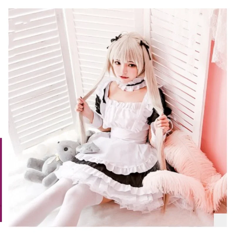 Crossdresser Sissy Maid Outfit Anime Yosuga no Sora Kasugano Sora Cosplay Costume Women Men Kawaii Clothes Dress Halloween Party