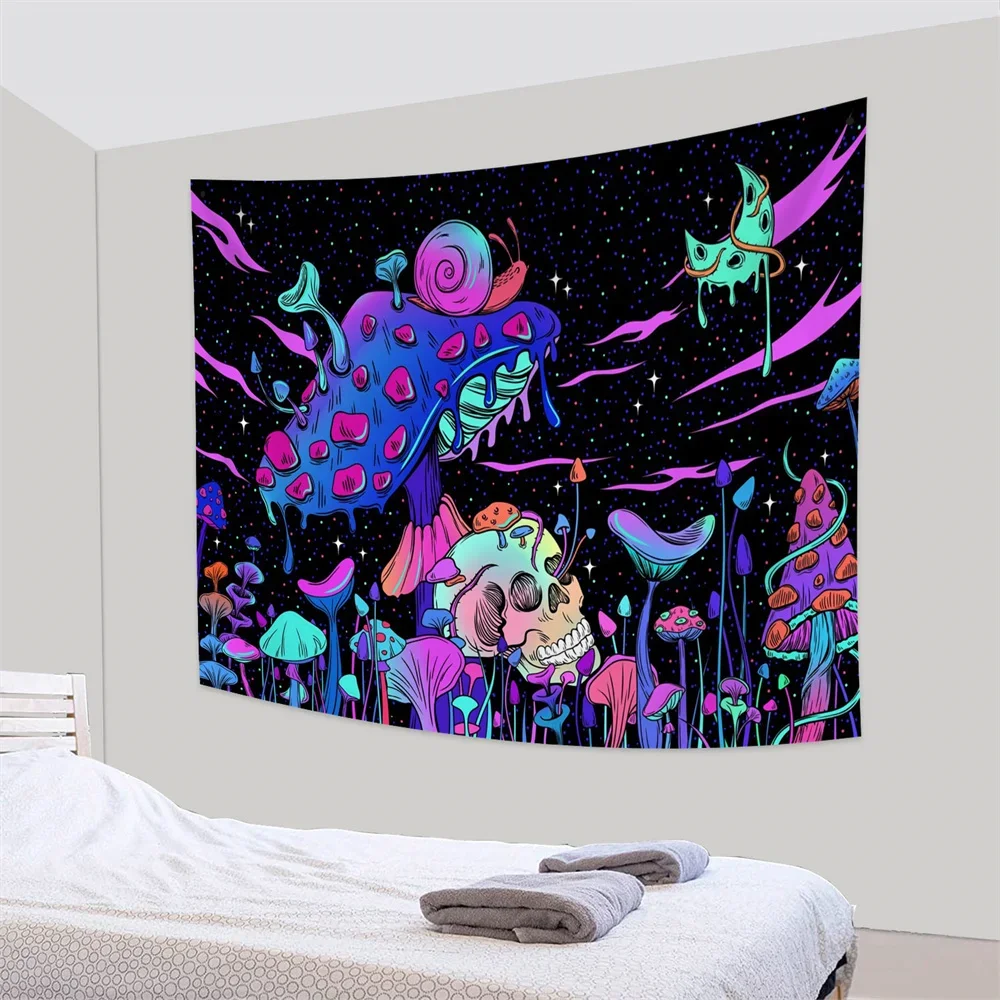 Psychedelic Mushroom Mandala Tapestry Wall Hanging Bohemian Gypsy Tapiz Witchcraft Tapestry Hippie Yoga Mattress Background