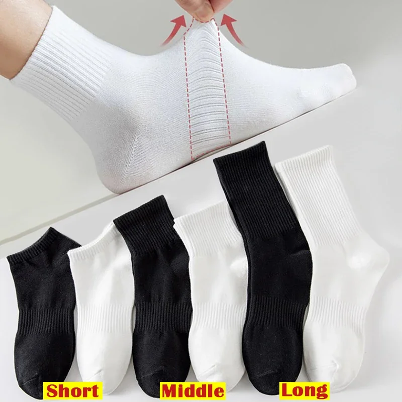 3pairs Simple Solid Socks Pure Cotton Black White Designer Soft Breathable Sport Sock 22/25/29cm Ankle Business Socks Men Women