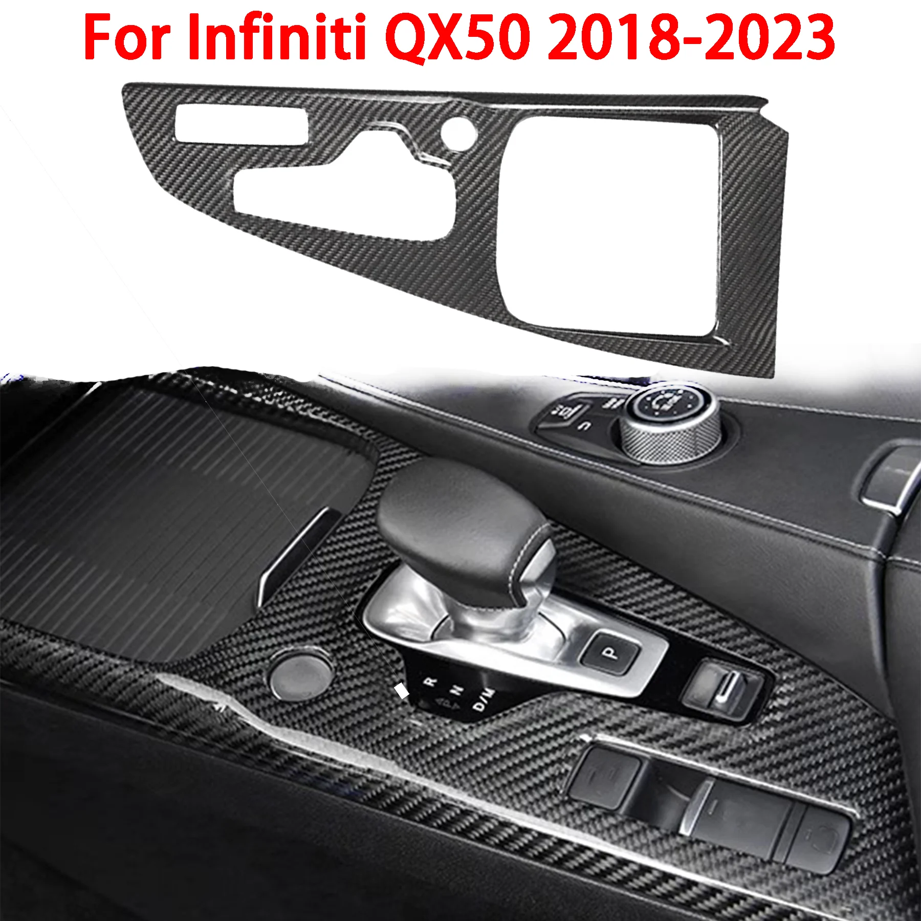 

For Infiniti QX50 2018-2023 Real Carbon Fiber Car Central Control Shift Start Button Interior Accessories Modification Sticker