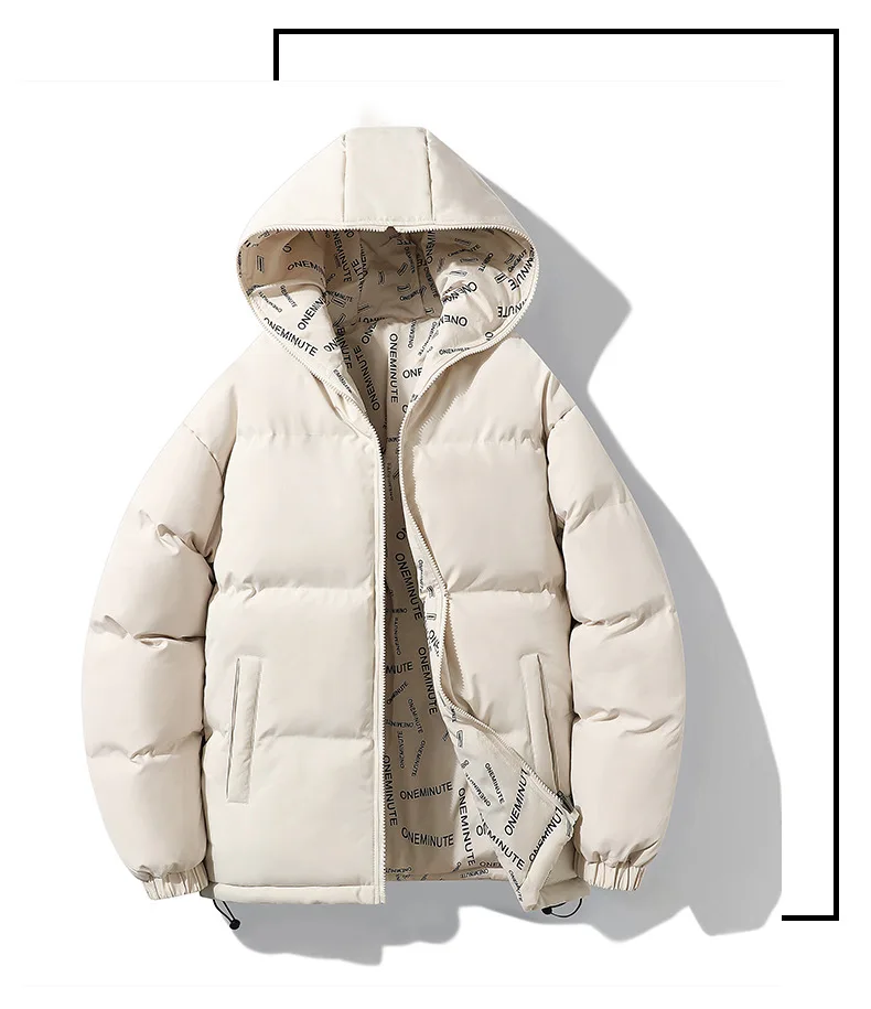 Winter Reversible Zip-Up Padded Jacket Men's Plus Size Thick Warm Outerwear