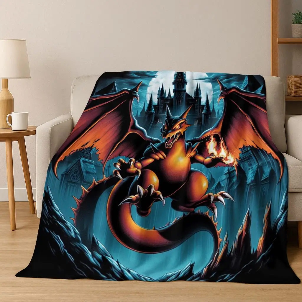 

2026 New Charizard Charmander Pokemon Cartoon Flannel Blanket,Warm and Cozy Soft Throw Blanket for Home Bedroom Bed Sofa Kids