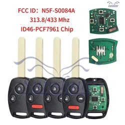 Sunshine car key N5F-S0084-A N5F-S0087-A Remote Car Key For Honda Civic 2006+ ID46 PCF7961 Chip 313.8/433Mhz 2/3/4 Buttons