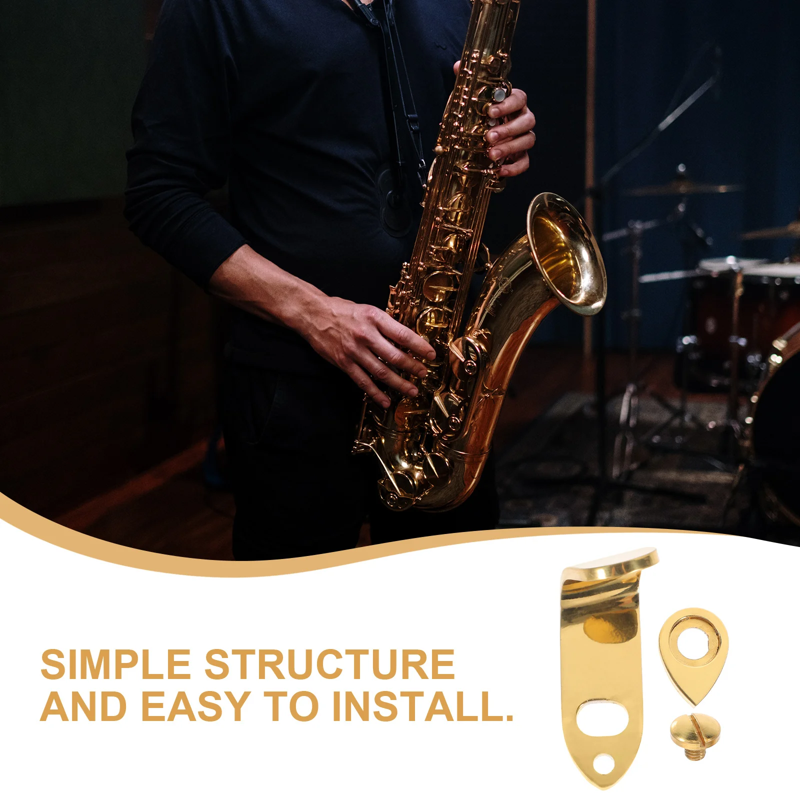 

1Set Durable Metal Saxophone Thumb Rest Compact Portable Easy to Install Enhance Playing Experience Gift Clarinet Thumb Rest