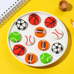 New 20 Pcs Cute Cartoon Football Basketball Kids Eraser Pen Eraser Rubber for Kids School Office Home Student Supply