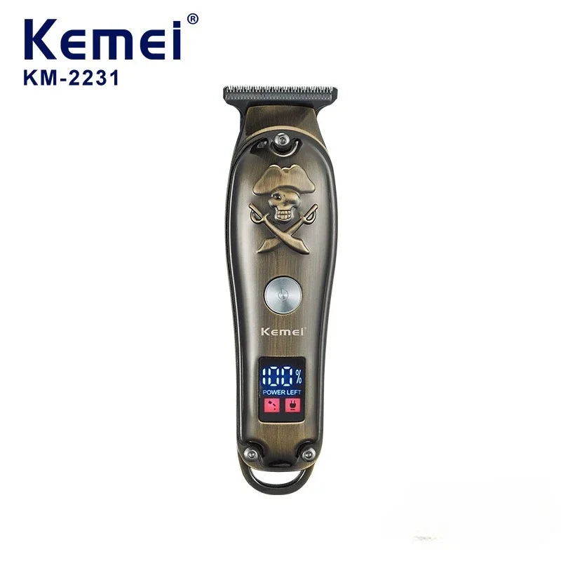 

Kemei KM 2231 Professional Metal Hair Clipper Compact Wood Grain Design, Salon Grade Precision Trimmer for Styling Detailing