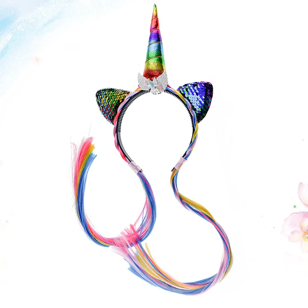

Unicorn Headb Sequin Design Masquerade Party Hair Accessory Halloween Headdress One Size Fits Most Colorful Hair Hoops Ideal