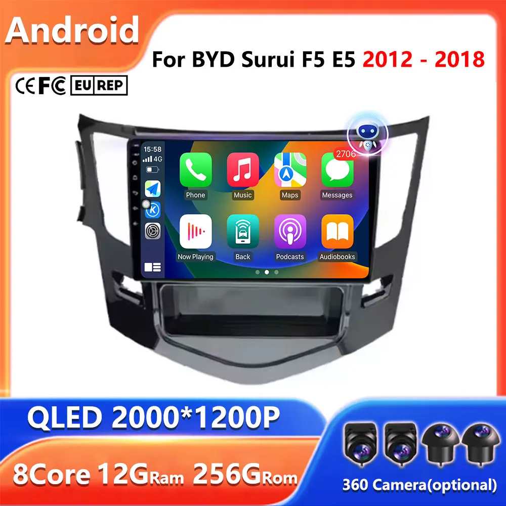 5G WIFI For BYD Surui F5 E5 2012 - 2018 Video Player Android Auto Car Radio GPS Navigation Multimedia Stereo Carplay