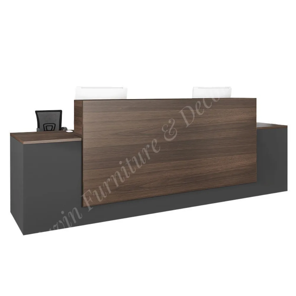 Melamine Board Extendable Office Reception Desk Chairs Set Full Edge Sealing Customizable Colors Sizes Modern