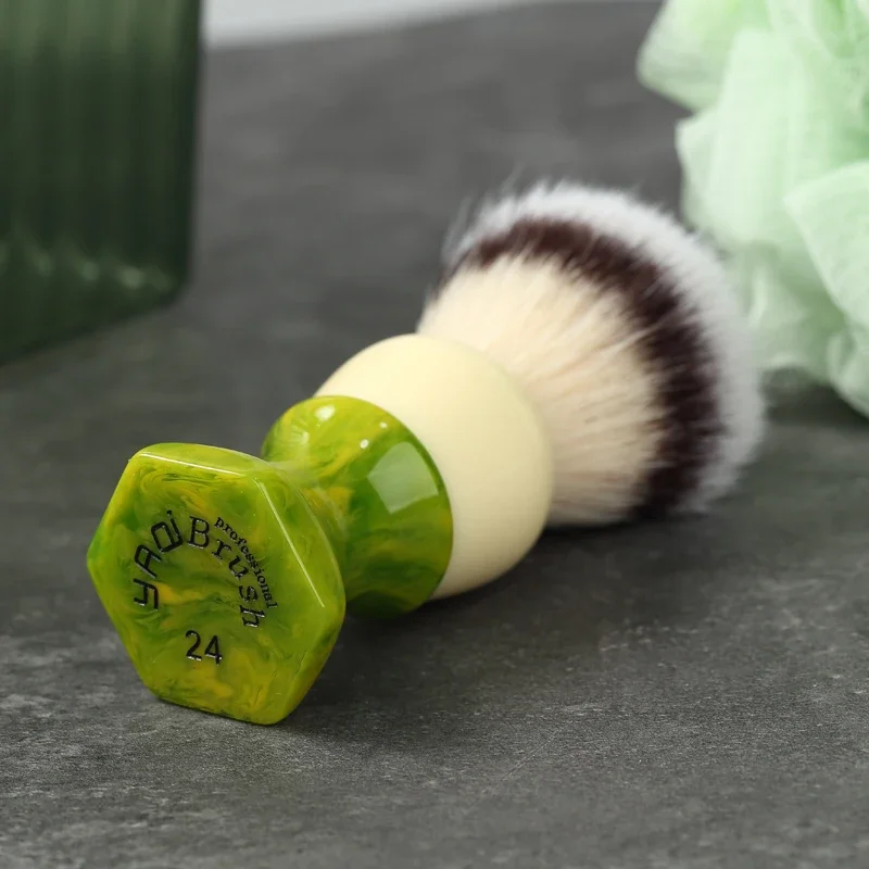 YAQI Green Ever-hopeful Silver Cat's Whisker Synthetic Hair Mens Shaving Brush And High Quality Mens Face Cleaning Shaving Soap