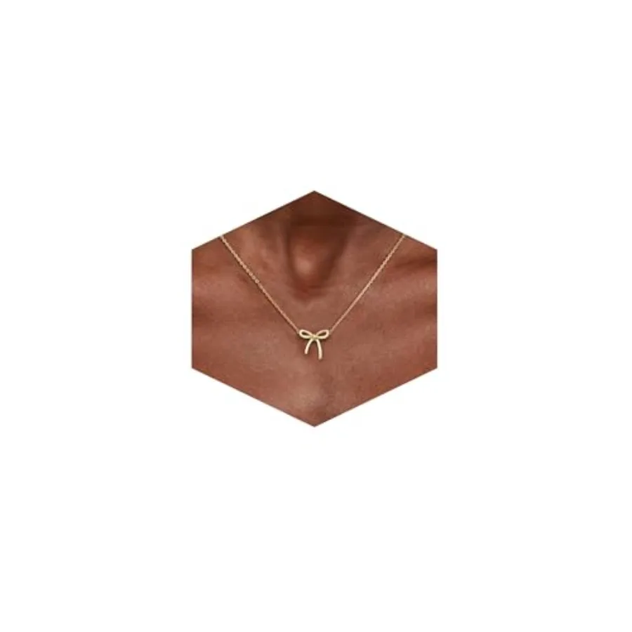 

Risamil Mothers Day Gifts for Mom, Dainty 14K Gold Plated Bow Necklace for Women Cute Small Choker Pendant Charm Necklace Trend