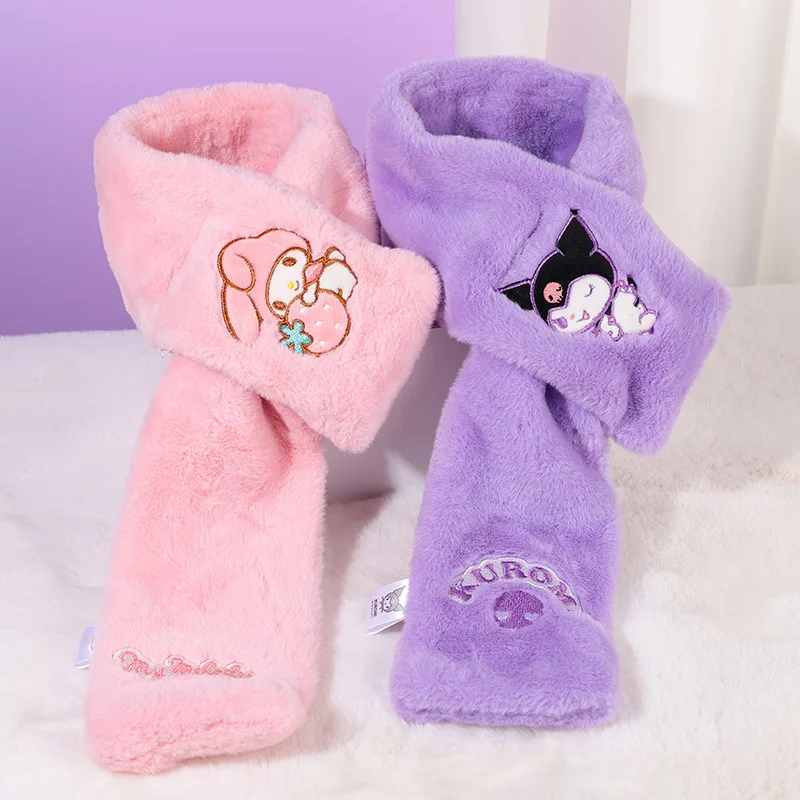 Sanrio Children Plush Scarf Cinnamoroll Scarf Kawaii Anime Cartoon Cute Student Girls Outdoors Warm Scarf Decorate Toys Gifts