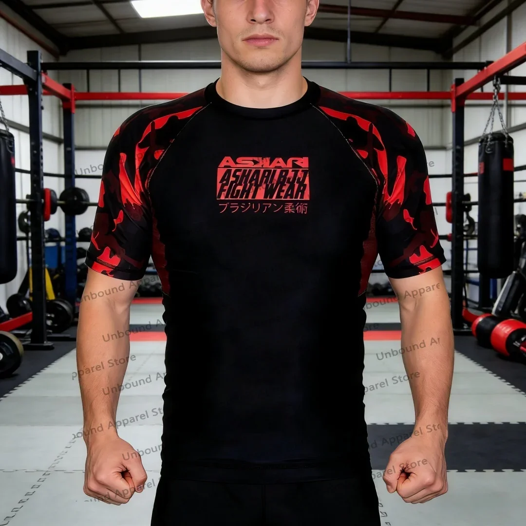 ASKARI Boxing Fighting Match Design 3D Men Fitness Short Sleeve T-shirt Breathable Sports Tees For Male Outdoor Trainning Tee