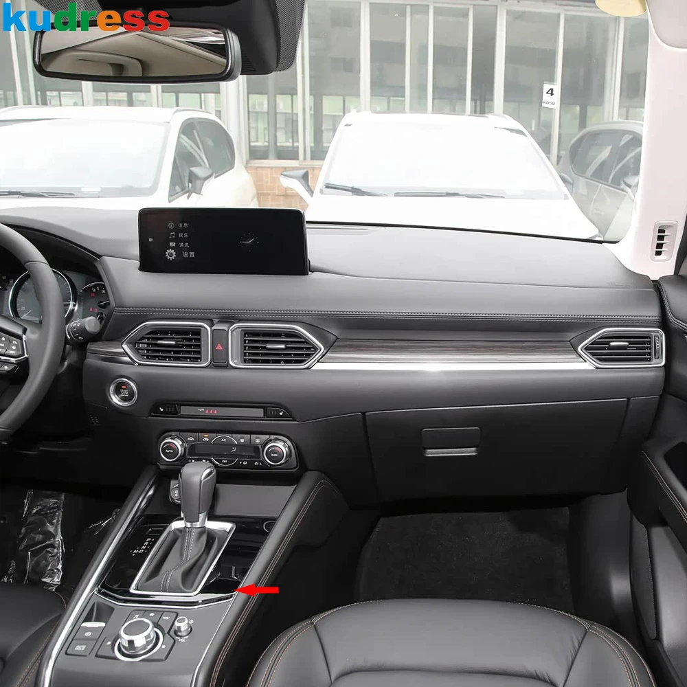 Car Center Console Gear Shift Box Panel Cover Trim For Mazda CX5 CX-5 KF 2017-2021 2022 2023 2024 Steel Interior Accessories