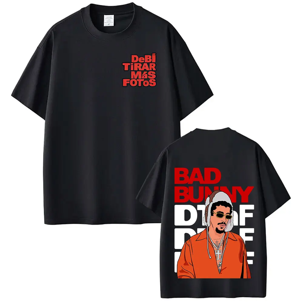 

Rapper Bad Bunny Tour 2025 Debi Tirar Mas Fotos DTMF Fans T-Shirts Men's Hip Hop Oversized Fashion Clothing 100% Cotton T Shirts