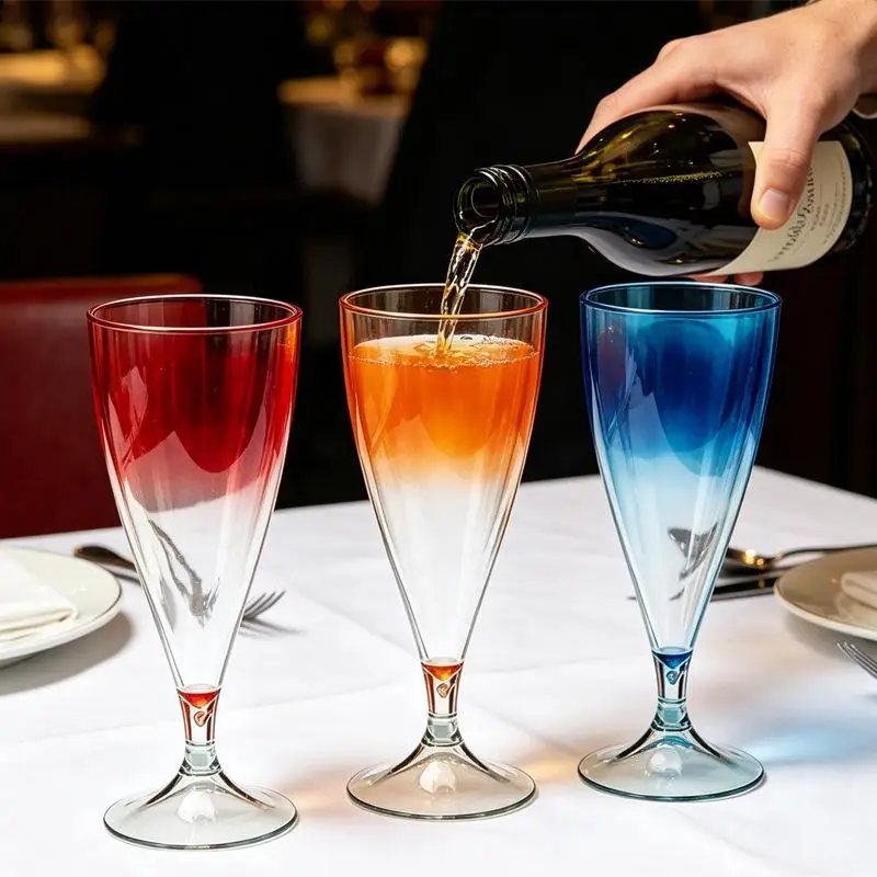 Reusable Shatterproof Plastic Wine Glasses Clear Removable Stem Leakproof Cups for Camping Travel Friend Gathering