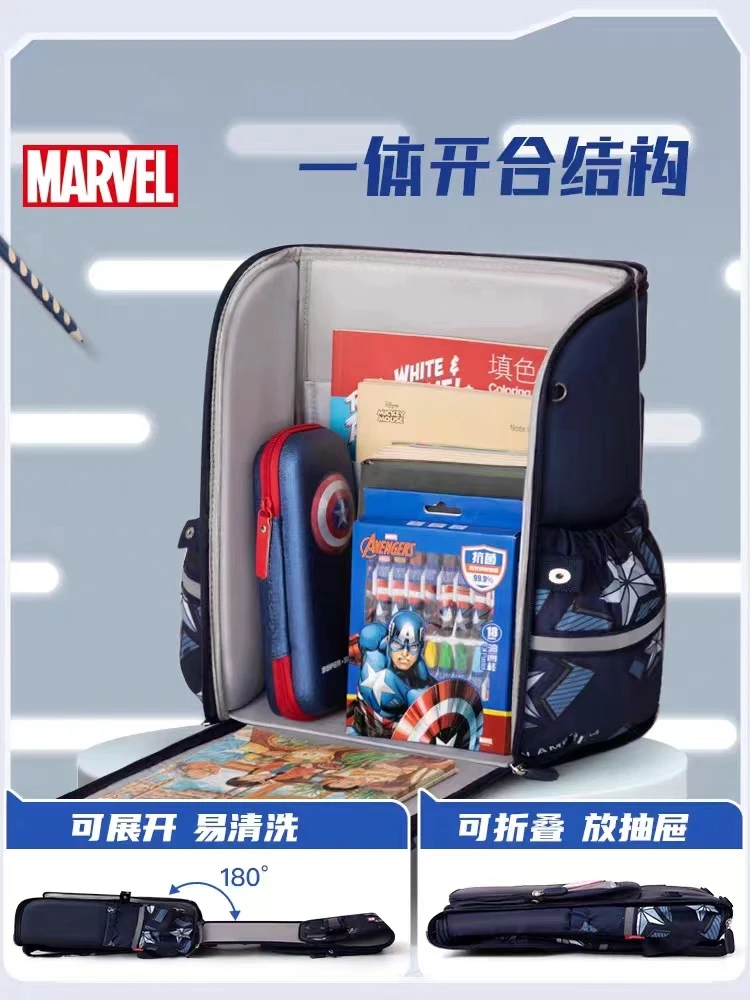 Disney Marvel Jungen Schultaschen Klasse 1-5 Iron Man Captain America Grundschüler Schulter Orthopädischer Rucksack Mochilas Escolare