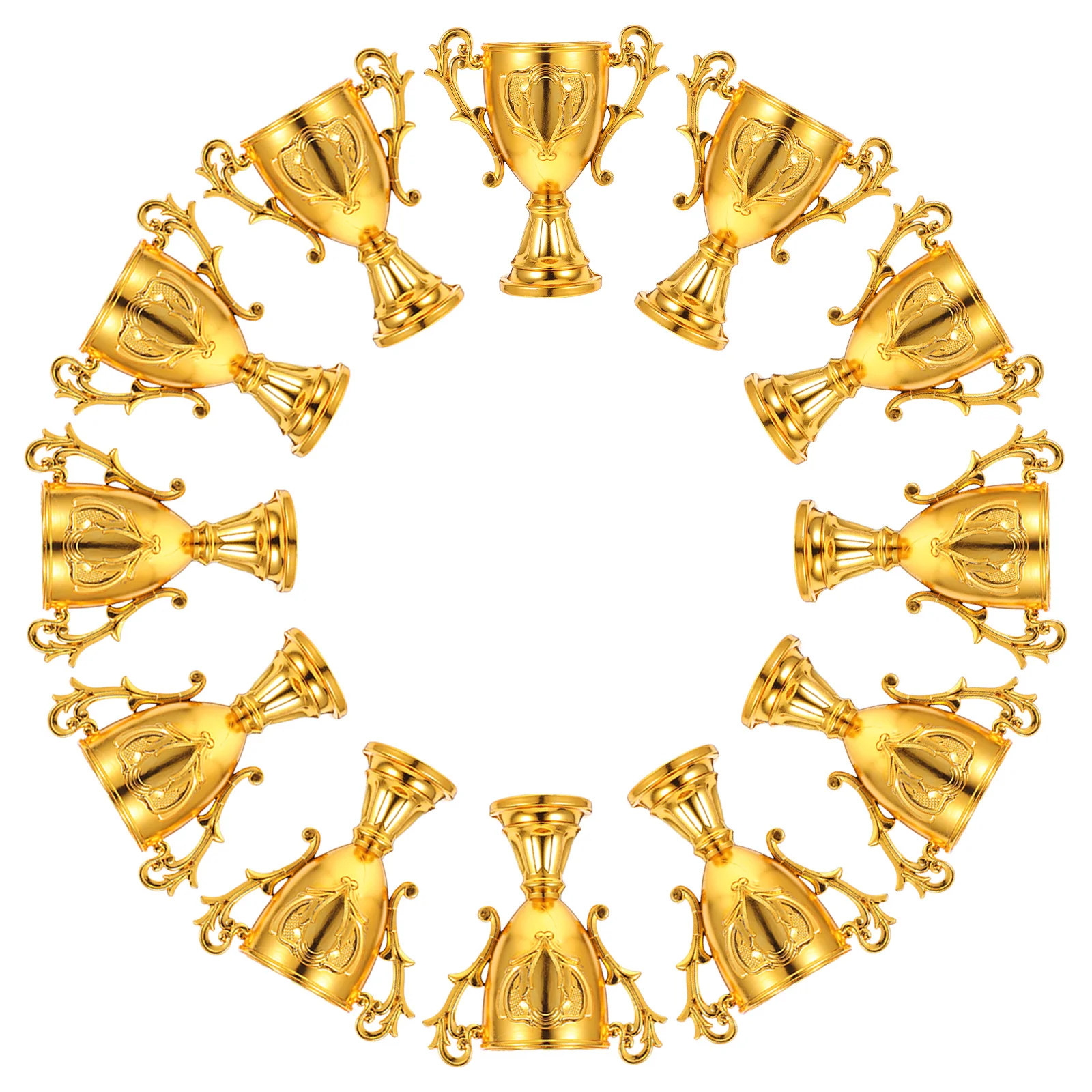 

12pcs Trophy Storage Box Gold Electroplated Mini Plastic Trophies For Awards Party Game Prizes Competition Ceremony Decor