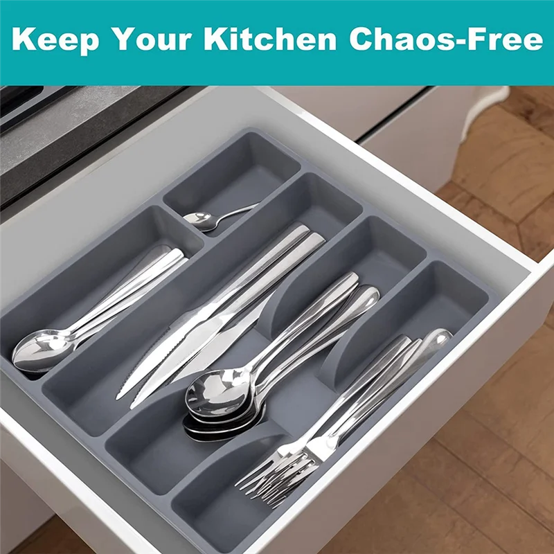 Drawer Kitchen Drawer Organizer Silverware Holder Utensil Organizer Cutlery Organizer Tray Plastic Flatware Organizers XT